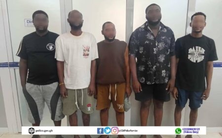 CID Arrests Five Nigerians for Trafficking 57 Victims into Ghana for Online Romance Scams